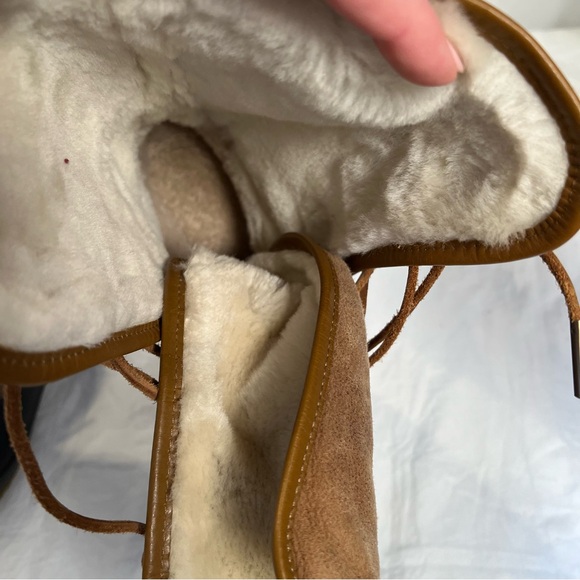 Tory Burch Argyll Jackson Suede Duck Boots Women’s Sz9 Winter Fur Brown - Picture 6 of 7